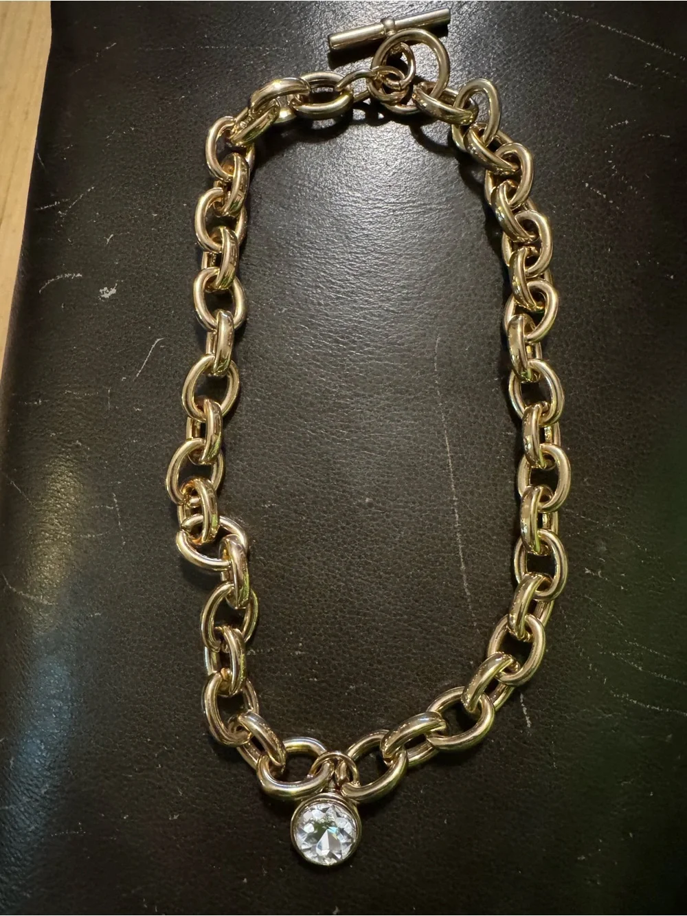 Michael Kors Logo Gold Tone Reversible Chunky Chain Link Necklace